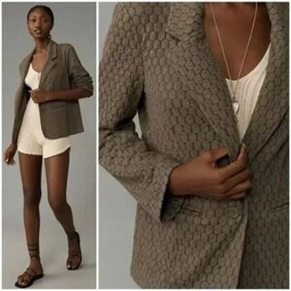 Anthropologie Jackets & Blazers - Anthropologie Porridge Jacket Womens Small Olive Green Texture Knit Blazer